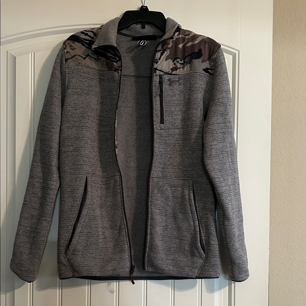 Under Armour heathered Gray Fleece inside Jacket with Camouflage Detail